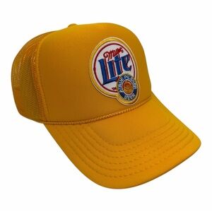 NEW VINTAGE STYLE BEER MILLER LITE PARTY YELLOW TRUCKER HAT CAP ADULT S…